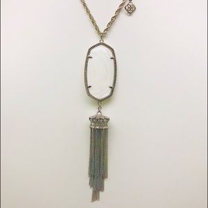 Kendra Scott Rayne White Pearl shell Necklace Silver Tone